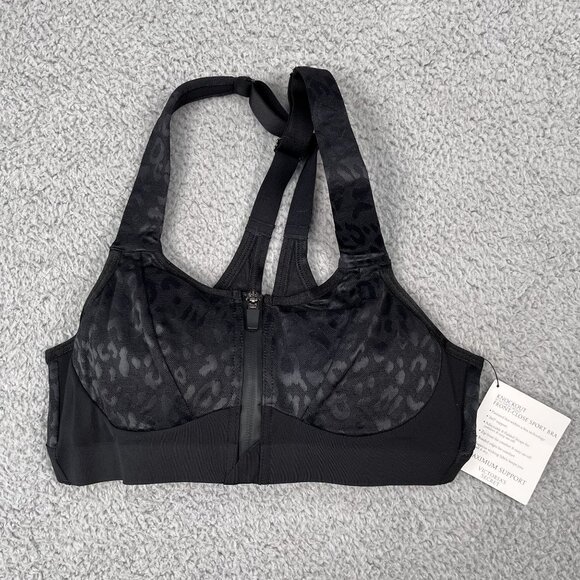 NWT Victoria's Secret Animal Print Black Knockout Front Close Sport Bra Sz 32B - Picture 2 of 5